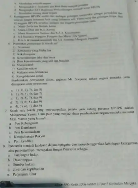 dan Moh Haria menjad presiden Radjiman Wedyodiningrat menyadi ketua BPUPK tentang dasar negara 5. Keanggitaan BPUPK tendiri dari berbaga golongan masyarakat sebagai perwakilan dan