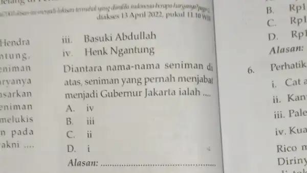 diakses 13 April 2022, pukul page-2 Hendra ntung, niman ryanya sarkan eniman melukis n pada akni __ iii Basuki Abdullah iv. Henk Ngantung Diantara