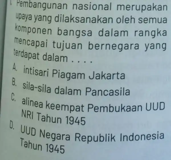 I. Pembangun an na siona I mer upaka n upaya ya ng dilak sana kan o leh se mua komp onen bang sa da