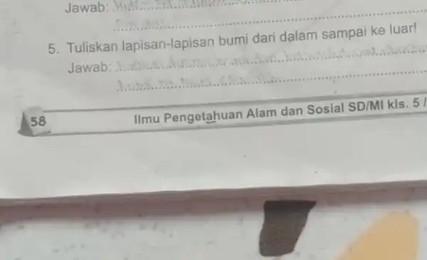 Jawab: Hi __ dalam 5. Tuliskan Jawab: __ IImu Pengetahuan Alam dan Sosial SD/MI kls .51