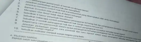 Jetaskan perbedaan askan perbedaan tanyaan di bawah in 3 5 contoh Mai praksis yang dikemukakan oteh Jam Anshiddiqier 4 Mengapa rulai dasar 5 6.