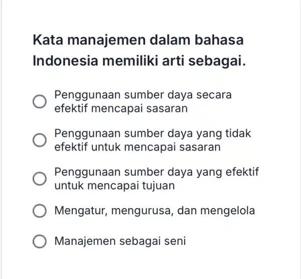 K Jalam bahasa Indonesia m emiliki arti sebagai. Penggunaan sumber daya secara efektif r nencapai sasaran Pengguna an sumber daya yang tidak efektif untuk