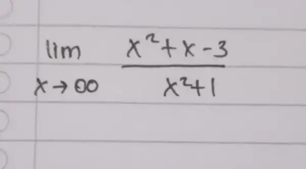 lim _(xarrow 00)(x^2+x-3)/(x^2)+1