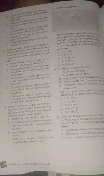 mengeluatkan undang-Undan dan Tahun 1968 Tahan laktembaga kroup on Group on Indonesia (IGGI) (c) markemball sebagai Garuda PBB mendatarimkan Kontingkanami ke d. mengirim irimiansiasi