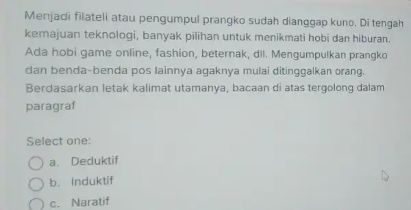 Menjadi filateli atau pengumpul prangko sudah dianggap kuno Di tengah kemajuan teknologi banyak pilihan untuk menikmati hobi dan hiburan. Ada hobi game online ,