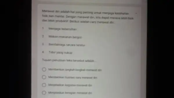 Merawat din adalah hal yang penting untuk menjaga kesehatan fisik dan mental Dengan merawat diri, kita dapat merasa lebih baik dan lebih produktif. Berikut