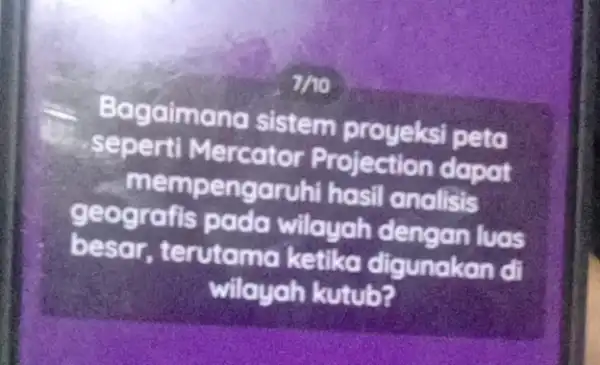 no Bagaimana sistem progeksi peto seperti Mercator Projection dapat mempengaruhi hasil analisis geografis pada wilayah dengan luas besar, terutama ketika digunaka n đi wilayah