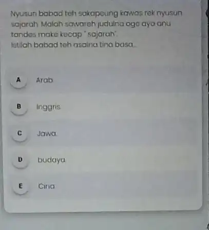 Nyusun babad toh sakapoung kawas rek nyusun sajarah. Malah sawareh judulna ogo ayo anu tandes make kecap "sajarah" Istilah babad teh asaina tina basa