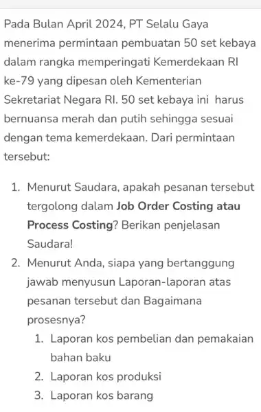 Pada Bulan April 2024, PT Selalu Gaya menerima permintaan pembuatan 50 set kebaya dalam rangka memperinga ti Kemerdekaan RI ke -79 yang dipesan oleh