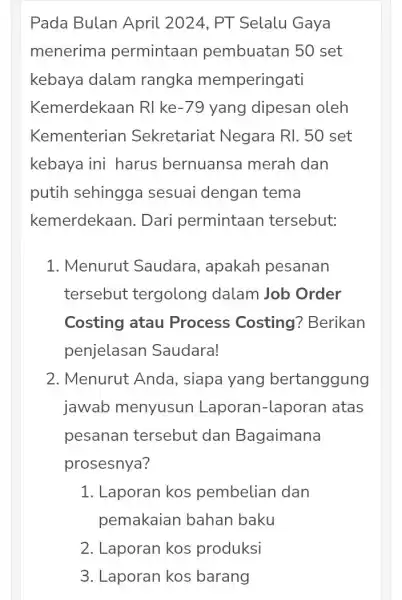 Pada Bulan April 2024, PT Selalu Gaya menerima permintaan pembuatan 50 set kebaya dalam rangka memperingati Kemerdekaan RI ke -79 yang dipesan oleh Kementerian