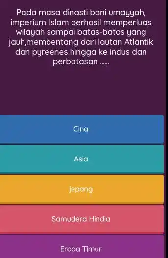 Pada masa dinasti bani umayyah, imperium Islam berhasil memperluas wilayah sampai batas-batas yang jauh,membentang dari lautan Atlantik dan pyreenes hingga ke indus dan perbatasan