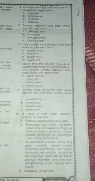 pan Wetan saka sapa? asih nalika ati Japan an paraga isih akeh kanggo bar arupa MTs Kelas IX 14. Perangan isine layang lumrahe isi