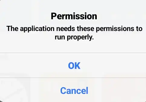 Permission The application needs these permissions to run properly. OK Cancel