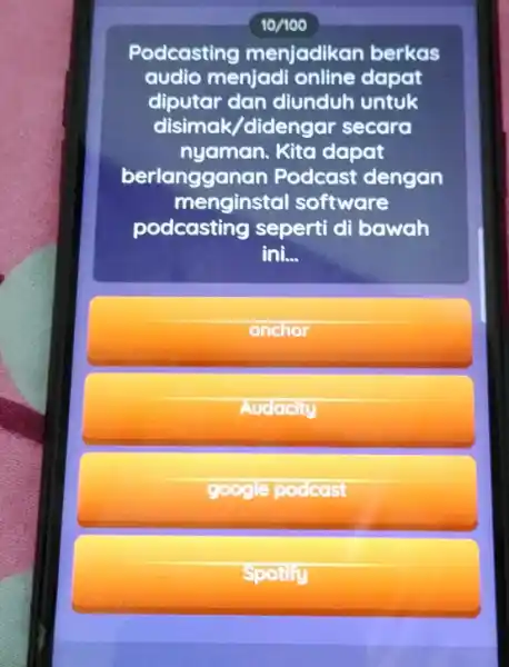 Podcasting menjadikan berkas audio menjadi online dapat diputar dan diunduh untuk disimak/didengar secara nyaman. Kita dapat berlangganan Podcast dengan menginstal software podcasting seperti di