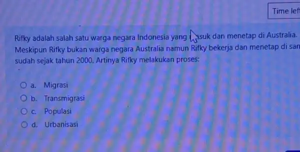 Rifky adalah salah satu warga negara Indonesia yang suk dan menetap di Australia. Meskipun Rifky bukan warga negara Australia namun Rifky bekerja dan menetap