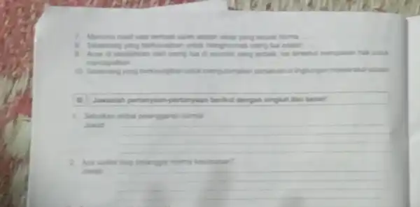 salah adalan sikap yang sesuai norma orang tia of sescian yang hak until mendipatian untuk mengutamakan persatuan is inglungan manyarakat adalam Jawablah pertanyaan-pertanyaan berikut