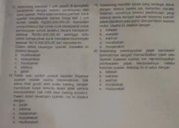 in. Seseorang membeli 1 unit rumah di kompleks berumahan dengan melalui pembiayaan dari bank syanah.Pada saat transaksi bank syariah menjelaskan batwa harga beli 1