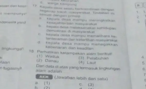 tuan dan kese t mempunya donesia yang lingkungan taan n tugasnya d. warga kampung pass kelurahan 17 Kepala desa selalu berkoordinas dengan segenap tokoh