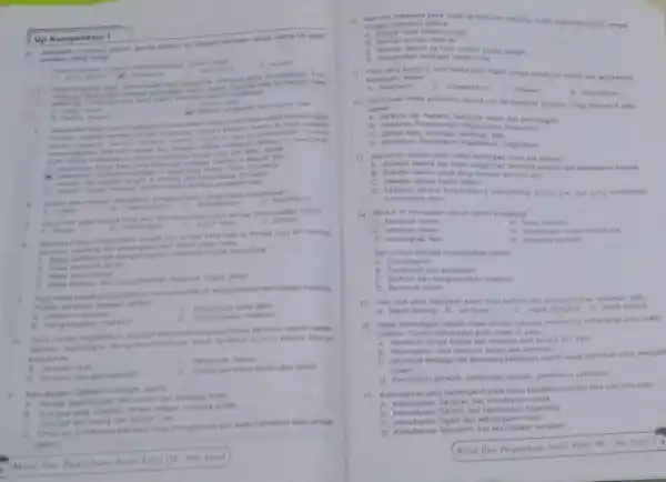 Uji Kompetensil ini dangan memberi tanda allang (K) path jamahan yang C. pendiat D. sejarah volume crass __ tempat tinggow. setupe mereks mana kebutayaan.