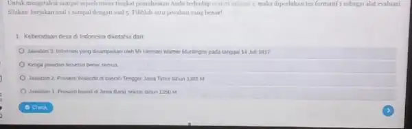 Untuk mengetahui sampai sejauh mana tingkat pemahaman Anda terhadap materi inisusi 1 maka diperlukan tes formatif sebagai alat evaluasi Silakan kerjakan soal 1 sampal