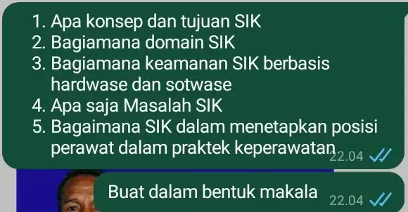 1. Apa konsep dan tujuan SIK 2. Bagiamana domain SIK 3. Bagiamana keamanan SIK berbasis hardwase dan sotwase 4. Apa saja Masalah SIK 5.