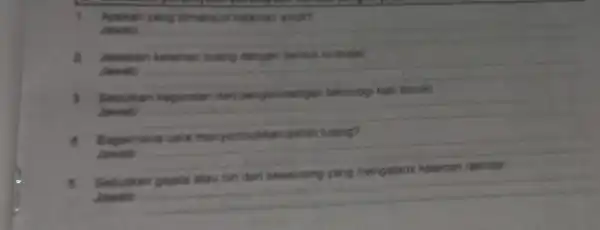 1. Apekah yang dimaksud kelainan atrofi? Jawab __ Jelaskan kelainan tulang dengan bentuk lordosis! Jawab __ Sebutkan Jawab __ 4. Bagaimana cara menyembuhkan patah