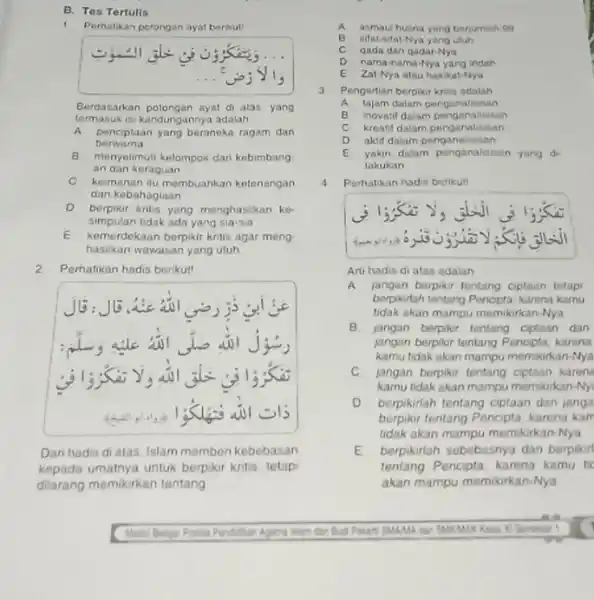 1 Perhatikan petongan ayat berikut! x= __ Berdasarkan polongan ayat di atas yang termasuk isi kandungannya adalah berwarna A penciptaan yang beraneka ragam dan