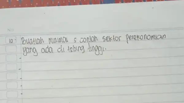 10. Buatiah munimai 5 contoh sektor perekonomian yang ada di tebing tinggi.