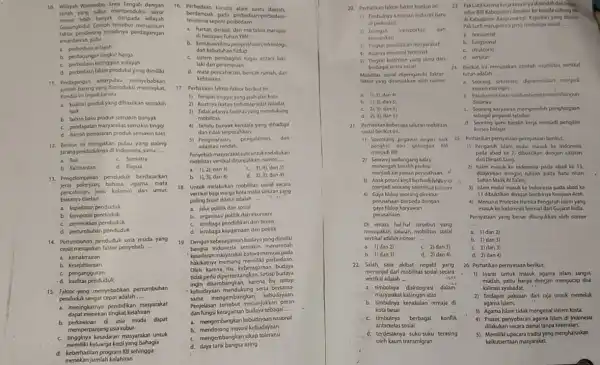 10. Wilayah Wonosobo, Jawa Tengah dengan 16. Perbedaan kondisi alam suatu daerah tarah yang subur memprodukil yang berdampak pada perbedian-perbedain lebih banyak daripada wilayah