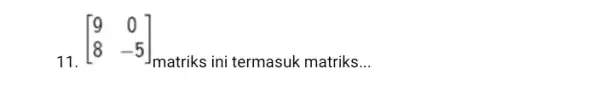 11. [} 9&0 8&-5 ] Imatriks ini termasuk matriks __