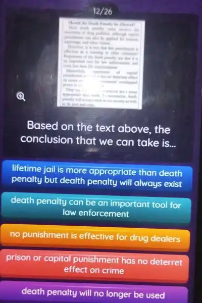 12/26 Sheald the Death Prealin be Allened? Most death penalty cases involve the execition of dring podition elthough capital panithment can shen he epplied