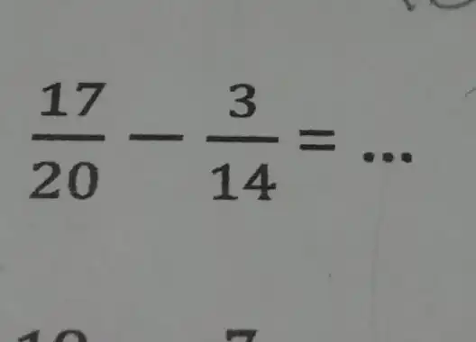 (17)/(20)-(3)/(14)=ldots