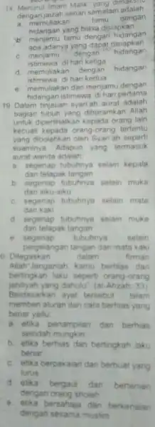 18. Menurut Imam Malik yang di adalah sehari semalam adalah a. memuliakan tamu dengan hidangan yang biasa disiapkan x apa adanya yang dapat disiapkan