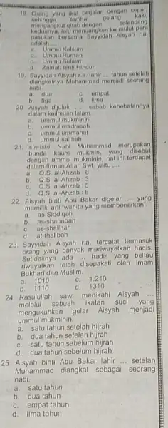 18. Orang yang ikut berjalan dengan copal. sehingga terfihat golang kaki, mengangkut qirab dengan solendand menuangkan ke mulut para pasukan bersama Sayyidah Alsyah ris.