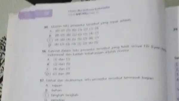 18 thutan teks prosedur tersebut yang tepat adalah (1) (2) (4) (7) (1) (5) (2) (a) (7) D (a) 1713) (a) (1) (2)(6) (5)