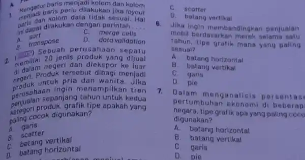 1 Phonotur baris menjadi kolom dan kolom Mengatubaris perlu dilakukan jika layout dan kolom data tidak sesuai. Hal ini dapat dilakukan dengan perintah .