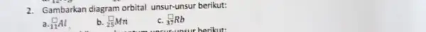 2. Gambarkan diagram orbital unsur-unsur berikut: (}_{11)^square Al b (}_{25)^square Mn c. (}_{37)^square Rb