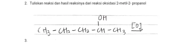 2. Tuliskan reaksi dan hasil reaksinya dari reaksi oksidasi 2-metil-2- propanol 3.