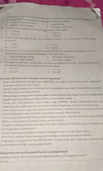 21. Berdasarkan infografik diatas diketahui bahwa masyarakat kerap melakukan pelangaran lalu lintas. Tumlah kasus tertingg:dalam pelanggaran lau lintas adalah __ a tidak menggunakan helm