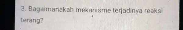 3. Bagaimana kah mekanisme terjadinya reaksi terang?