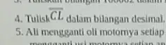 4. Tulisk overline (CL) dalam bilangan desimal. 5. All mengganti oli motornya setlap unil