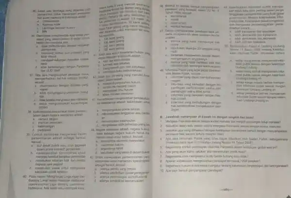 45. Salah satulembaga yang dibentuk clah pemerintah untuk menangani persosian hak asasi manusia di Indonesia adalah __ a. Ombudsmen b. Komnas HAM C. Lambaga