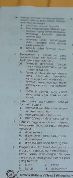 4 mempunya instruksi berisikan __ bagian flagian a. judul dan nomor formular tangkah yang harus dilakukan b. tata cara mengisi formulur dan selesai direi