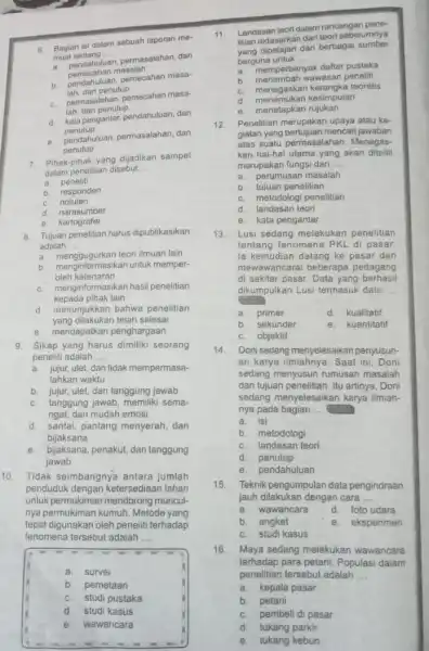 6. Bagian isi dalam sebuah laporan me- muat tentang __ m pendahuluan, permasalahan, dan pemecahan masalah b. pendahuluan, pemecahan masa- penutup C. pemasalahan, pemecahan