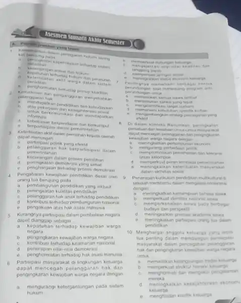 A Cumiah Jawaban yang topat kali berusung chalam penegakan hukum sering b kali berujung pada __ a perandian. Kepercayaan terhadap sistem C. b tuhnon