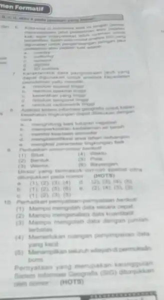 b. e. d. atau o pada jawahan yang nomart merc __ in overtoy buttoning c angitan Kwrak terlatik data pengindraan dapat digunakan untuk analist