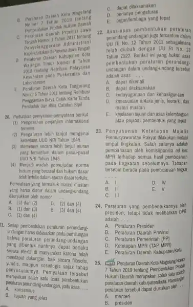 B. Peraturan Daerah Kola Magelang Tahun 2019 Nombentukan Produk Hukum Daerah C. Peraturan Daorah Proving Jawa 1 Tahun 2017 tentang Penyolanggaraan Administrasi Repondudukan di