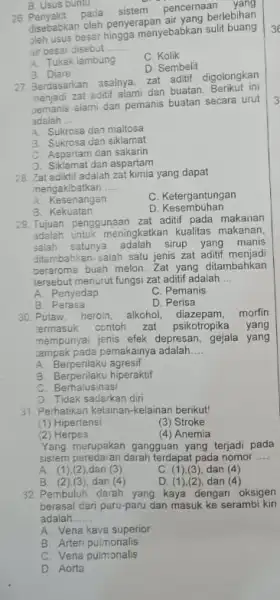 B. Usus buntu 26 Penyakit pada sistem pencernaan yang disebabkan oleh penyerapan berlebihan disebusus beser hingga menyebabkan sulit buang air besar disebut __ A.