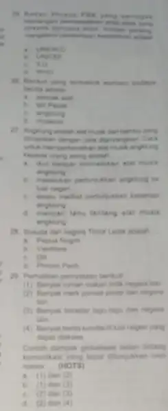 B. yang berlagan caring s adasan a. UNIICO B. UNICE? C. 11.6) d. Who __ angking d. munmum kepala crang mang adalah __ alat