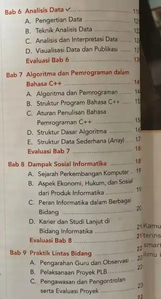 Bab 6 Analisis Data __ 11 A. Pengertian Data __ 12 B. Teknik Analisis Data __ 12 C. Analisis dan Interpretasi Data __ D.